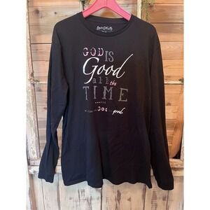 Love in Faith God Is Good All the Time Christian Long Sleeve Shirt XL Black